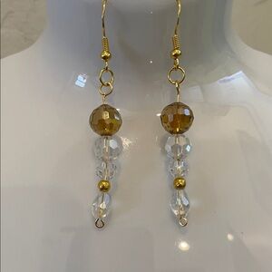 Elegant Gold and Clear Beaded Earrings